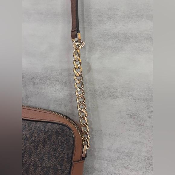 Michael Kors Brown Jet Set Large Printed Logo Crossbody Bag - Picture 3 of 16